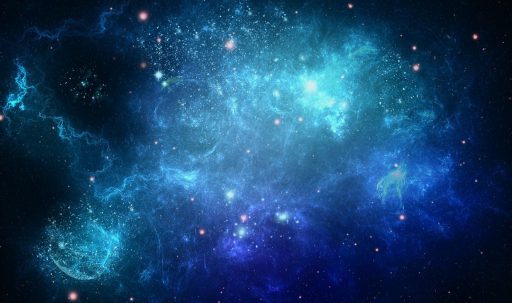 کهکشان آبی و ستاره ها