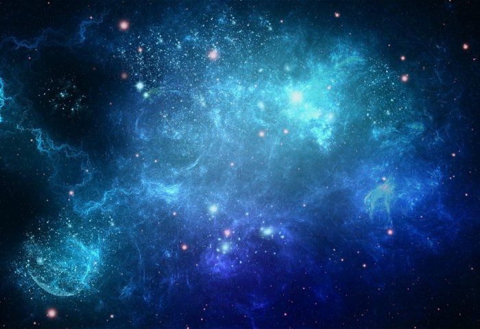 کهکشان آبی و ستاره ها